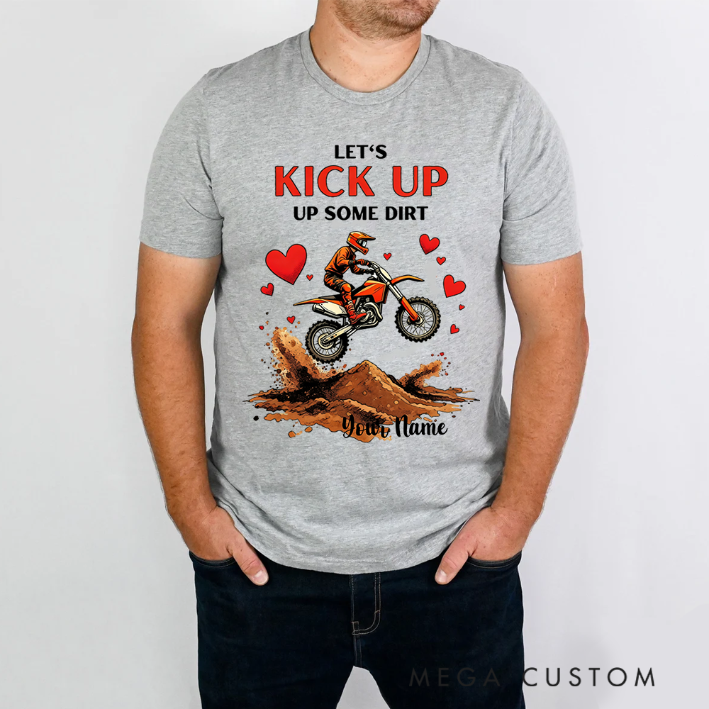 Personalized Couple’s Motocross T-Shirt Custom Dirt Bike Design for Riders in Love