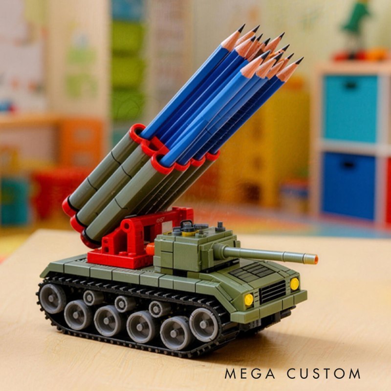 Military Tank Pen Holder Army Inspired Desk Organizer Model Birthday Gift for Kids Kids Room Decor 