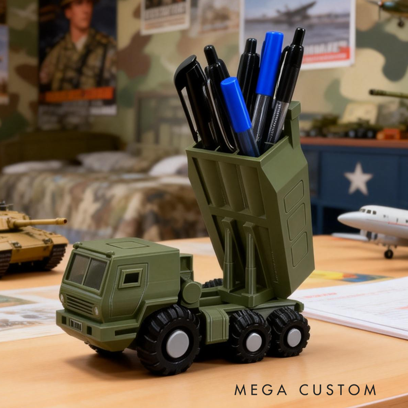 Military Vehicle Pen Holder Army Inspired Desk Organizer Model Birthday Gift for Kids Kids Room Decor 