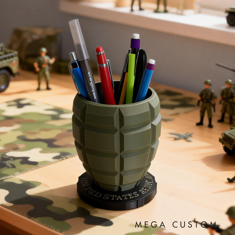 Military Grenade Pencil Holder Army Inspired Desk Organizer Model Birthday Gift for Kids Kids Room Decor 