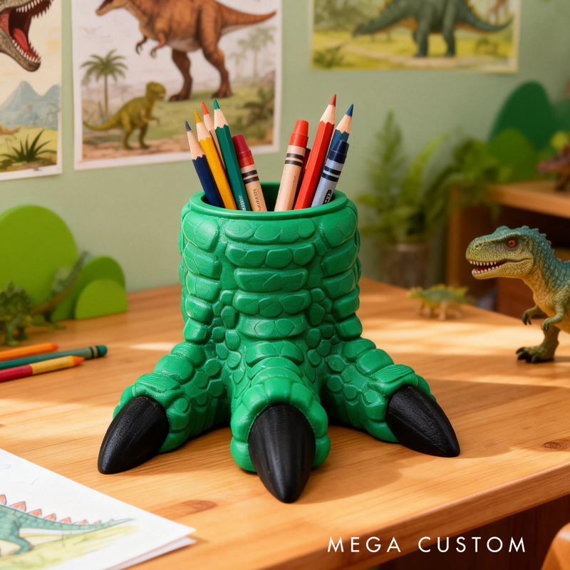 Dinosaur Claw Pencil Holder Green Dino Foot Desk Organizer Birthday Gift for Kids Kids Room Decor 