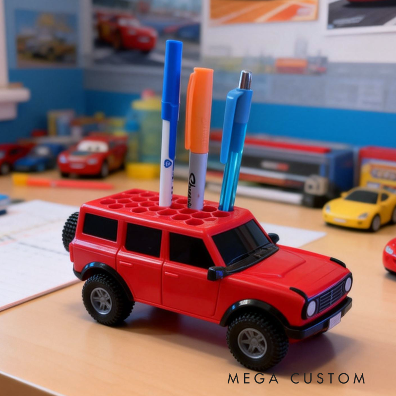 Off Road Trucks Pen Holder Desk Organizer Model Birthday Gift for Kids Kids Room Decor 