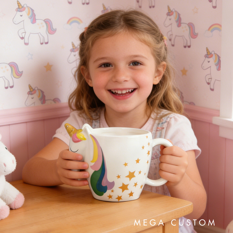 3D Adorable Dreamy Horse and Rainbow Theme Kids Drink Cup Mug Gift for Kids