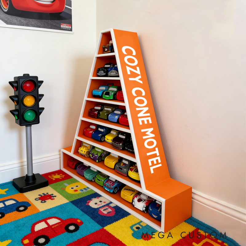 Cozy Cone Motel Car Shelf 3D Printed Display for Hot Wheels Matchbox Toys Gifts for Kids and Collectors