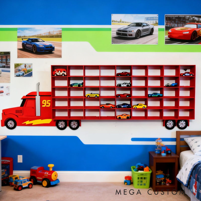 Mack Truck cars Toy shelf storage for cars Toddler boy gift Car Display Shelf Showcase for car Unique gifts for kids Mack organizer
