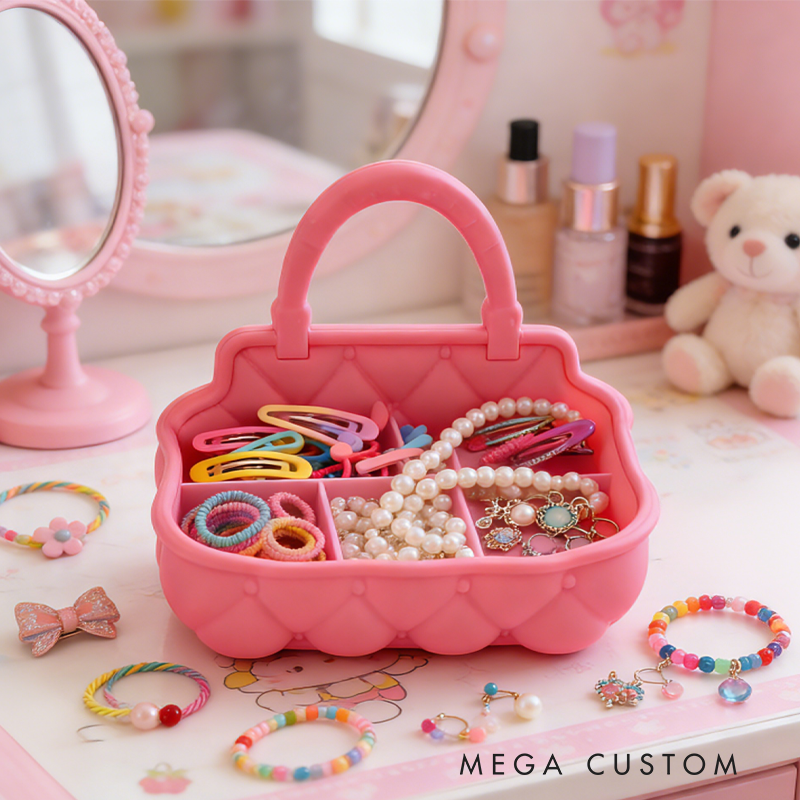 3D Printed Jewelry Organizer Cute Bag Shaped Vanity Decor Lipstick and Cosmetic Holder Stylish Desktop Storage