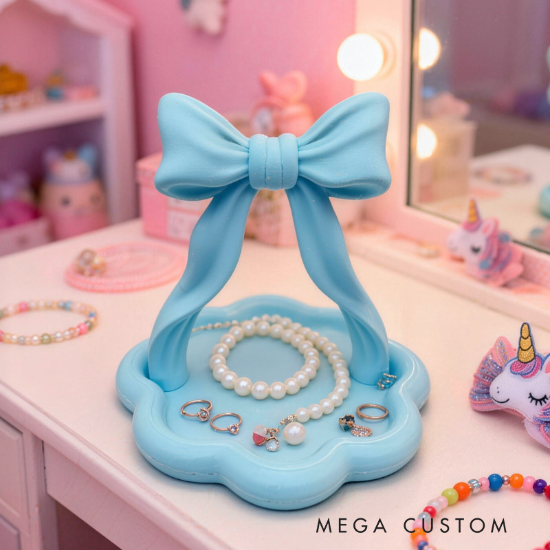 3D Printed Ribbon Bow Jewelry Organizer Vanity Decor Lipstick and Cosmetic Holder Stylish Desktop Storage