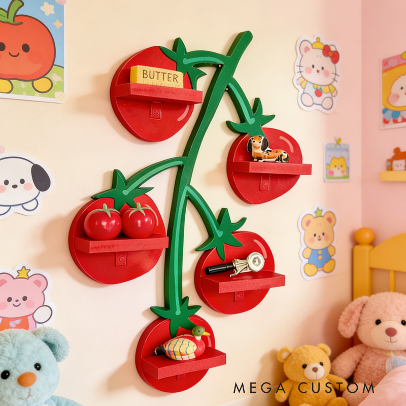 Tomato Vine Shape Wall Mounted Shelves Creative 3D Printed Kitchen Organizer Spice Rack and Trinket Display Decor