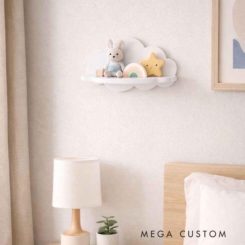 Adorable Cloud Shaped Wall Mounted Shelves Creative 3D Printed Nursery Organizer Perfect for Kids Room Toy Display and Home Decor