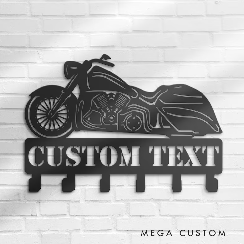 Personalized Metal Motorcycle Wall Hook Custom Organizer  for Bikers