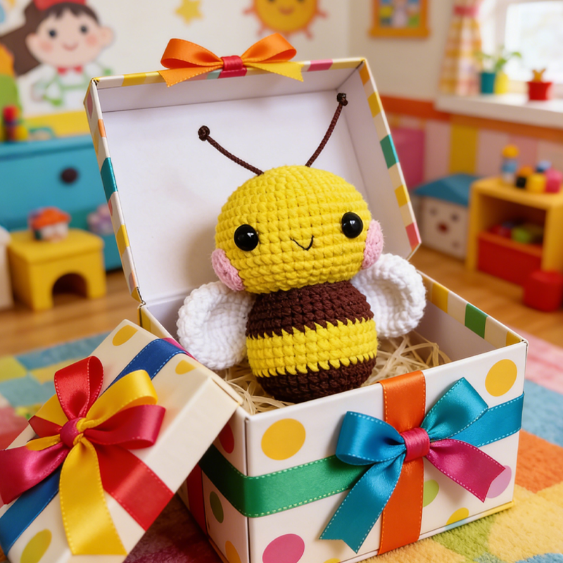 Handmade Crochet Cute Little Bee Animals Gift Creative Gifts  Birthday Gifts for Kids
