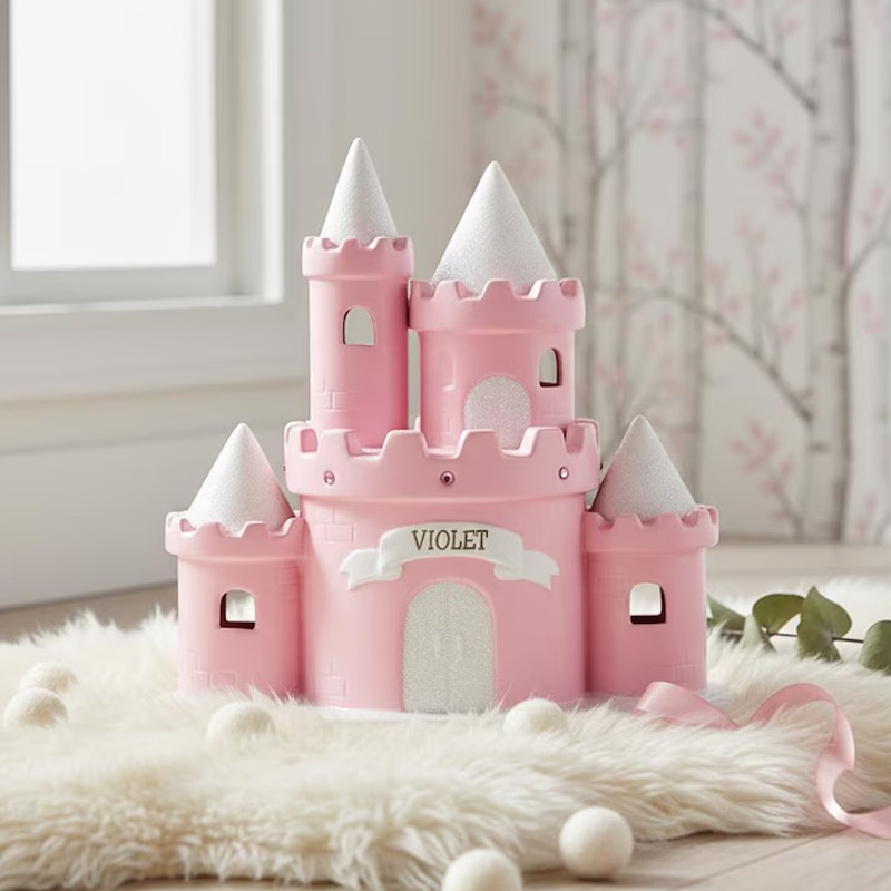 Personalized Pink Princess Castle Theme Name Fairy Tale Kids Room Decor Money Box Gift for Girls 3D Printing Piggy Bank