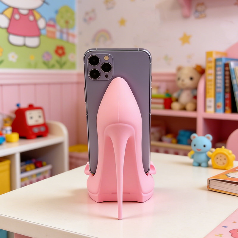 3D Printed Pink High Heel with Bow Phone Holder Vanity & Home Decor Special Gifts Birthday Gifts for Kids Electronics Enthusiasts