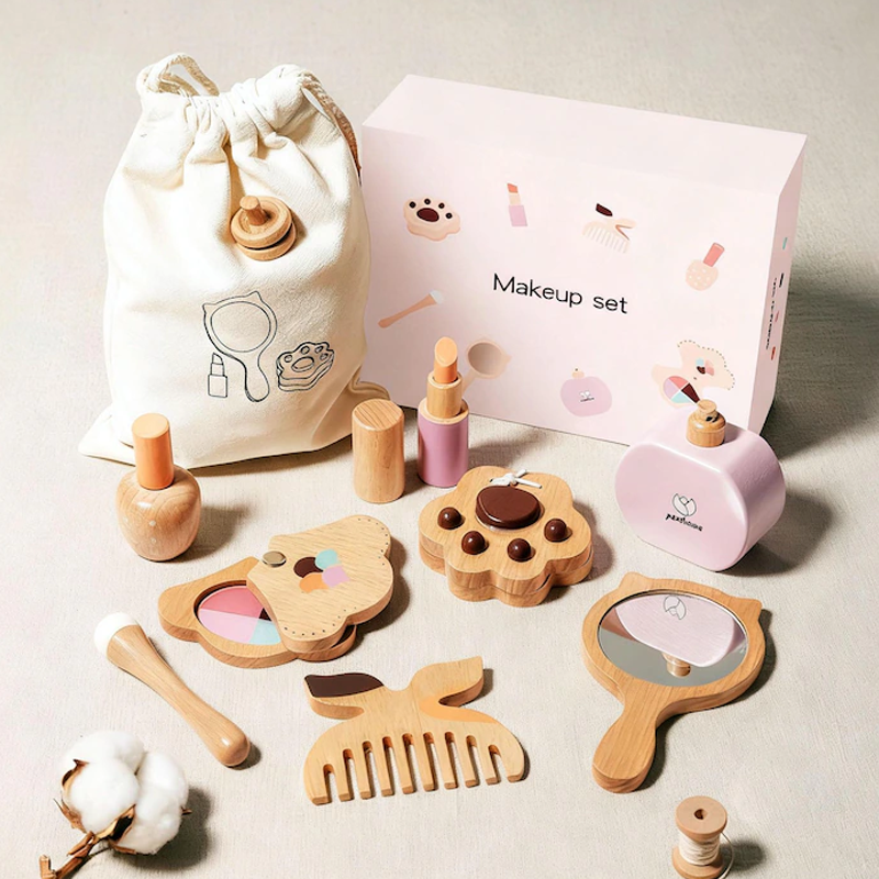 Personalized Wooden Kids Makeup Set Pretend Play Hair Salon Birthday Gifts for Baby or Kids