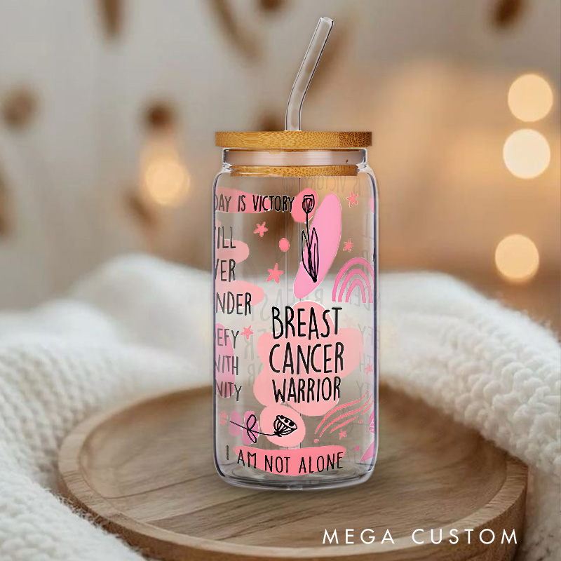 Personalized Breast Cancer Warrior Glass with Motivational Quotes for Hope and Strength Glasse Cup