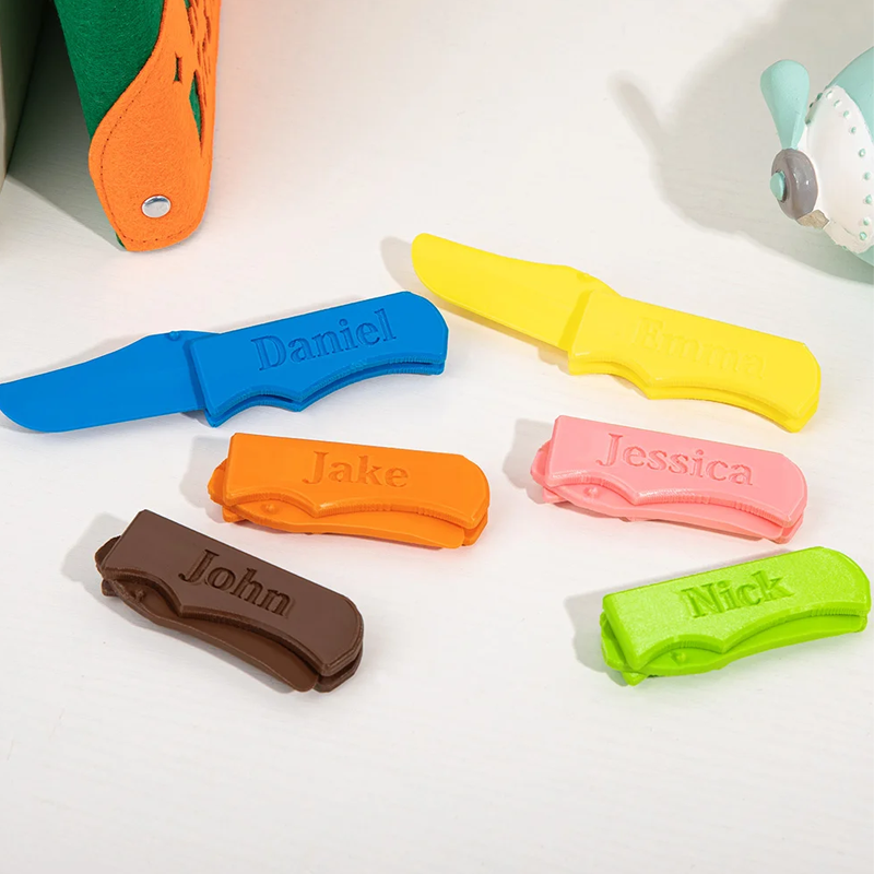 Personalized 3D Print Multicolor Folded Kid Play Knife with Name Enlightenment Fidget Toy Children's Day Birthday Gift for Boys Girls