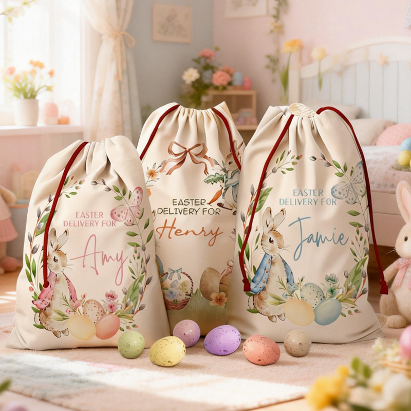 Personalized Easter Basket Personalized Easter Sack for Easter Easter Egg Hunts Bunny Baskets for Kids Bag Boys Girls Easter Gifts Bunny Sack