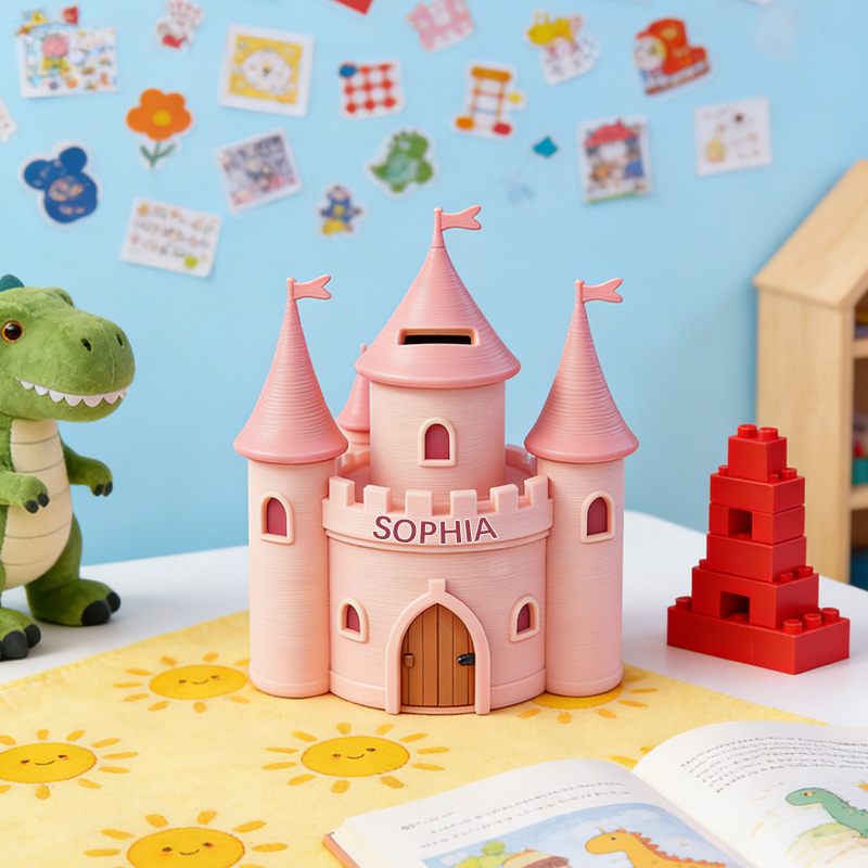 Personalized Princess Castle Theme Name Custom Kids Savings Coin Money Box Cute Room Decor Gift 3D Printing Piggy Bank
