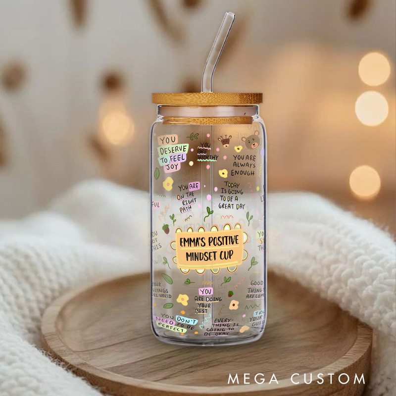 Personalized Positive Mindset Cup Inspiring and Uplifting Design Glass for Daily Motivation Glasse Cup