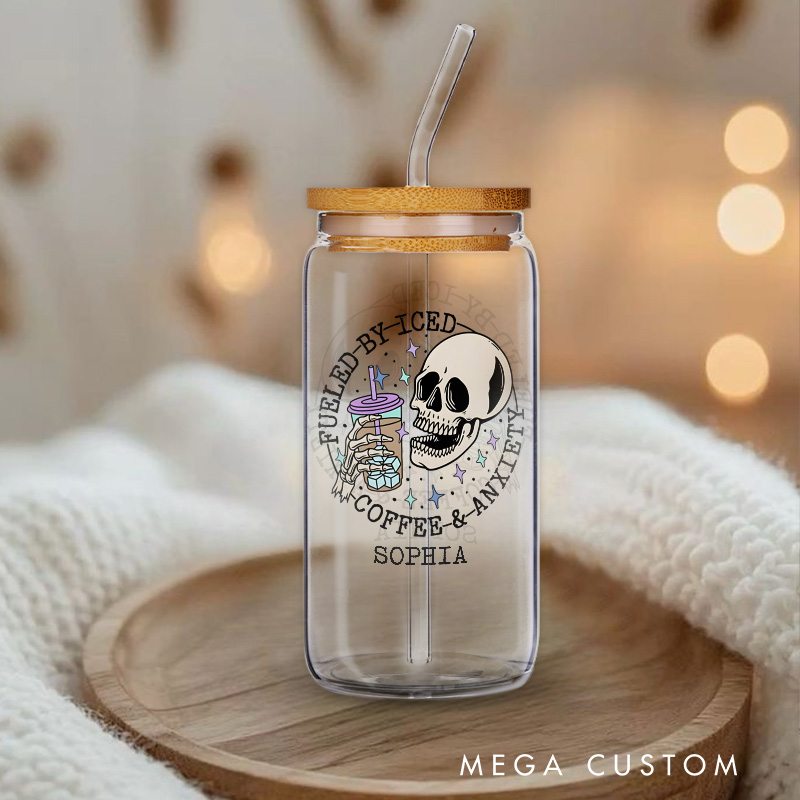 Personalized Skeleton and Floral Anxiety Glass for Gothic and Aesthetic Design Creative Glasse Cup