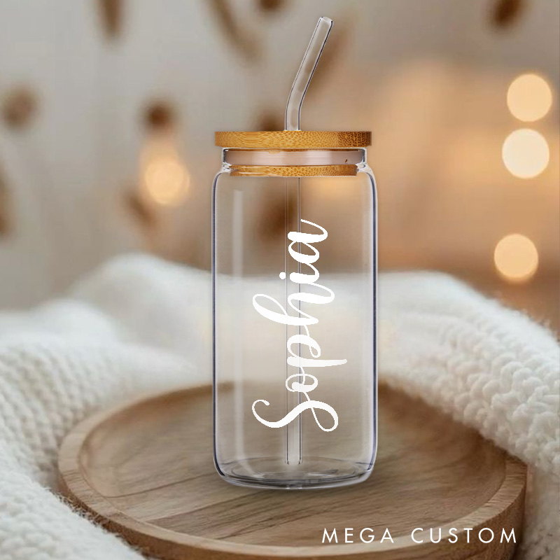 Personalized Modern Script Name Glass for Simple and Stylish Everyday Use Elegant Glasse Cup