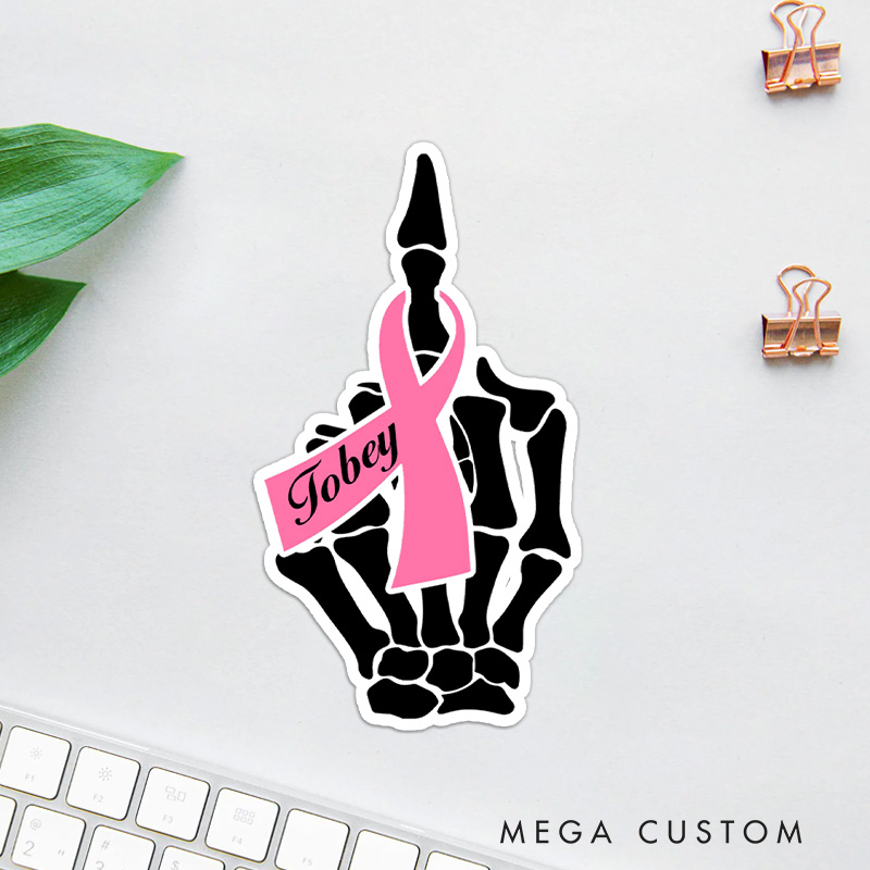Personalized Middle Finger Ribbon Sticker with Bold Design for Defiant and Empowering Statement Stickers