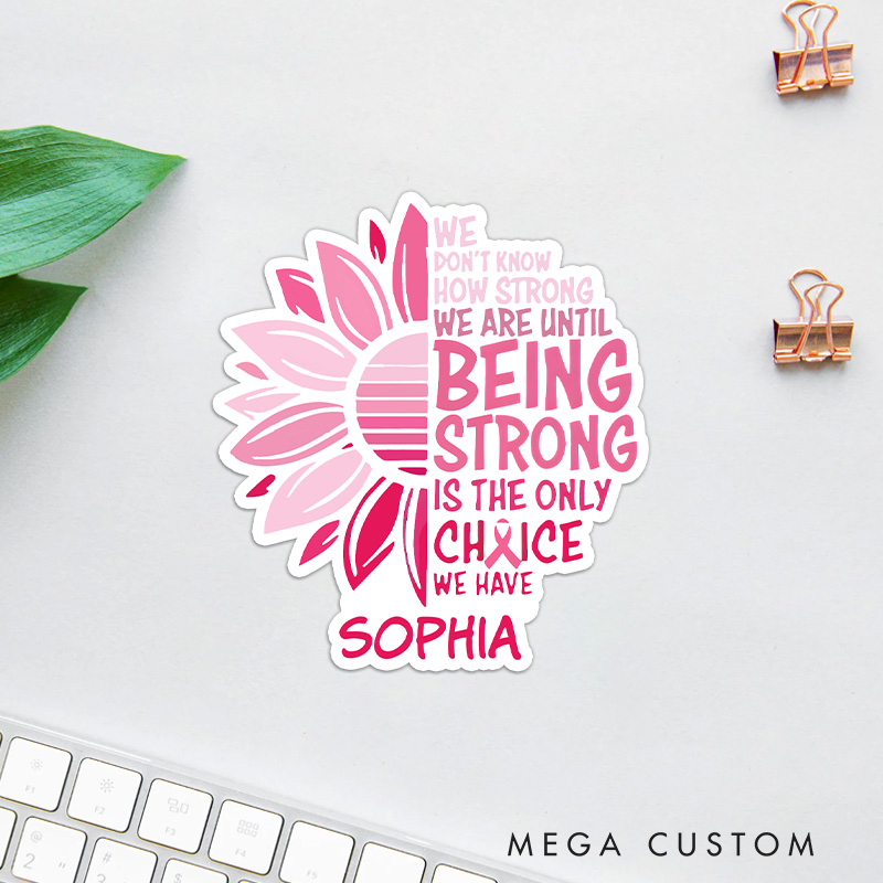 Personalized Sunflower Sticker with Inspirational Quote for Breast Cancer Strength and Positivity Stickers