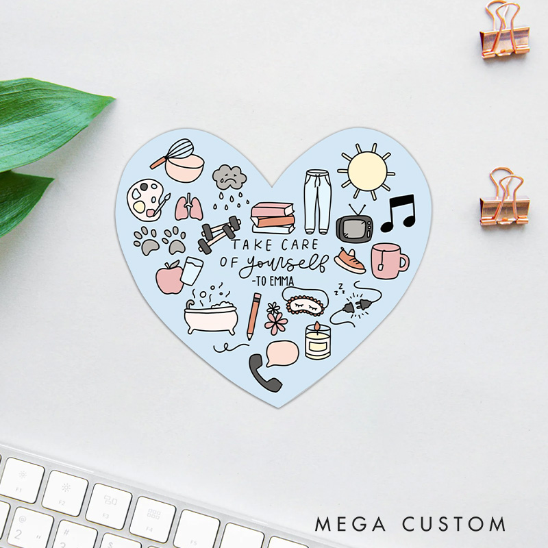 Personalized Self-Care Heart Stickers Promoting Wellness Relaxation and Balance for Everyday Life