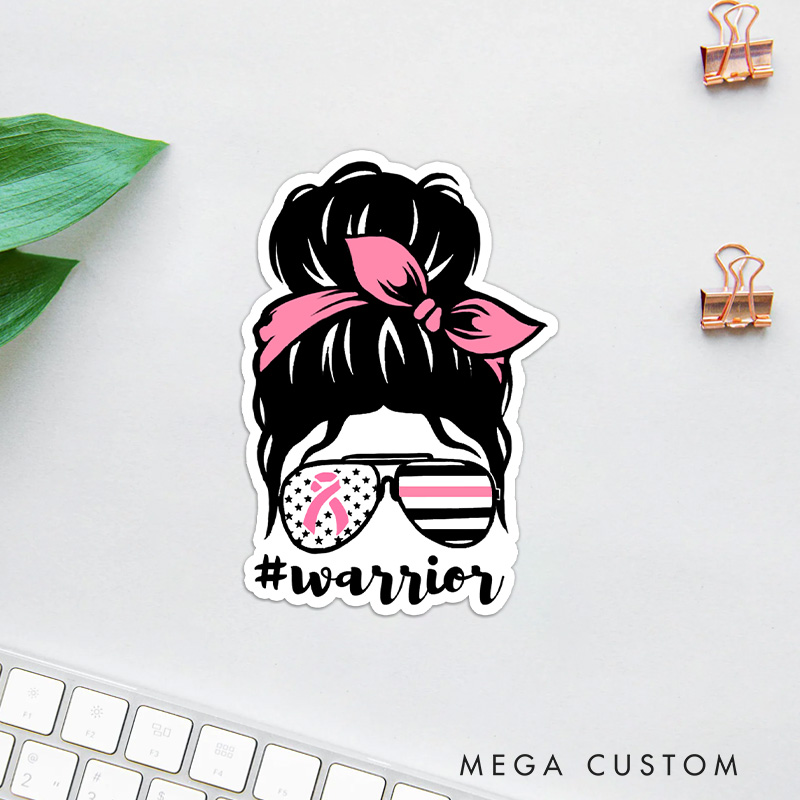Personalized Breast Cancer Warrior Sticker Empowering Individuals with Strength Courage and Resilience