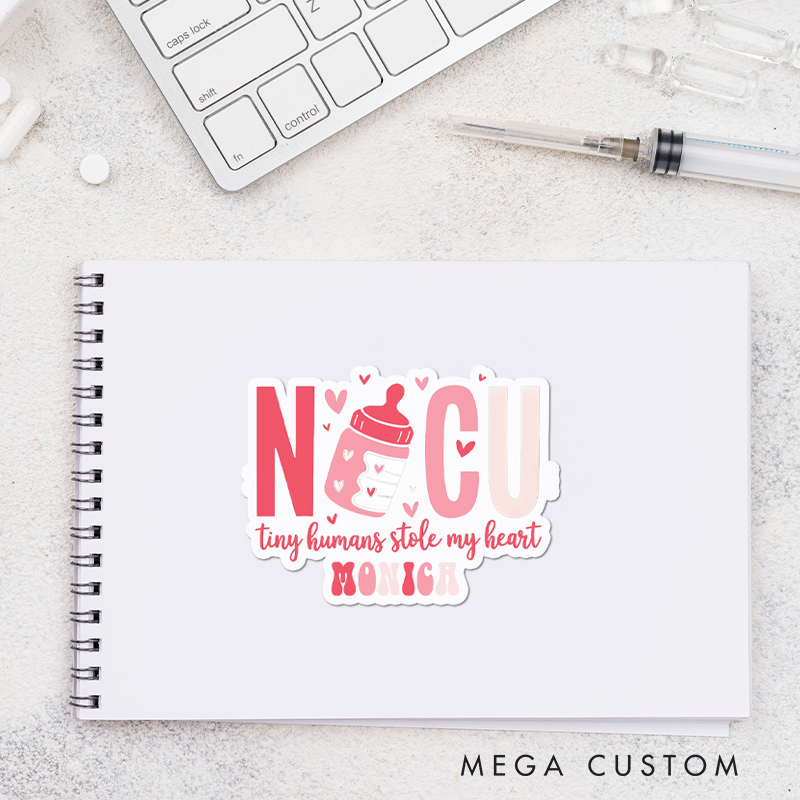 Personalized Nurse Stickers Tiny Humans Stole My Heart Personalized Sticker Funny Nurse Sticker Vinyl Die Cut Sticker