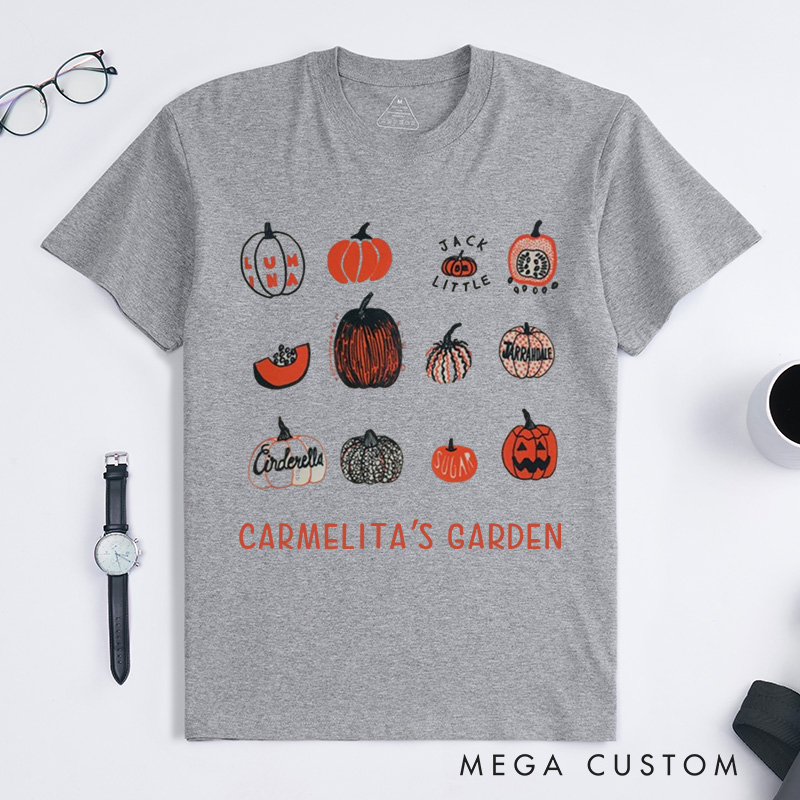 Personalized Pumpkin Classic T-Shirts Halloween Shirt Screen Print Shirt Foodie Gift Gardening Lover Gift Plant Lover Gift Halloween Gift