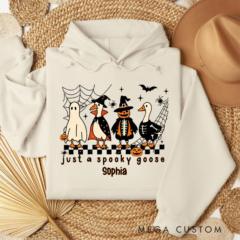 Personalized Spooky Goose with Halloween Friends Fun and Whimsical Ghostly Hoodies