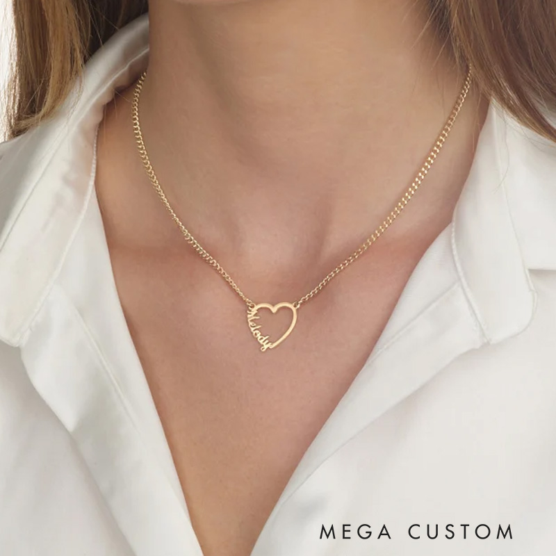 Personalized Heart Necklace Unique Jewelry Thoughtful Gift for Woman