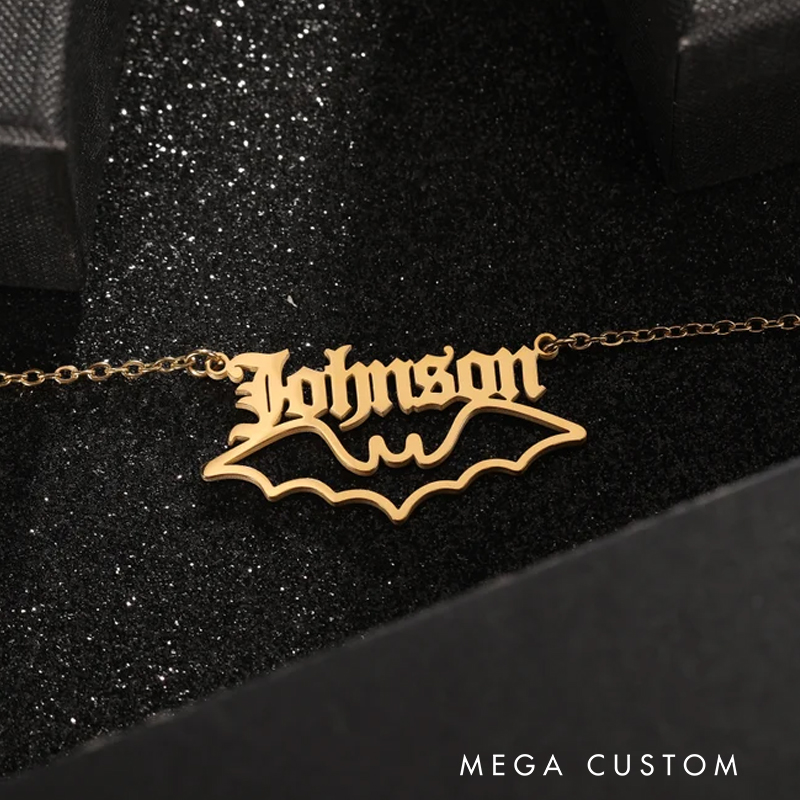 Personalized Bat Necklace Gothic Perfect for Halloween and Bold Statement Style