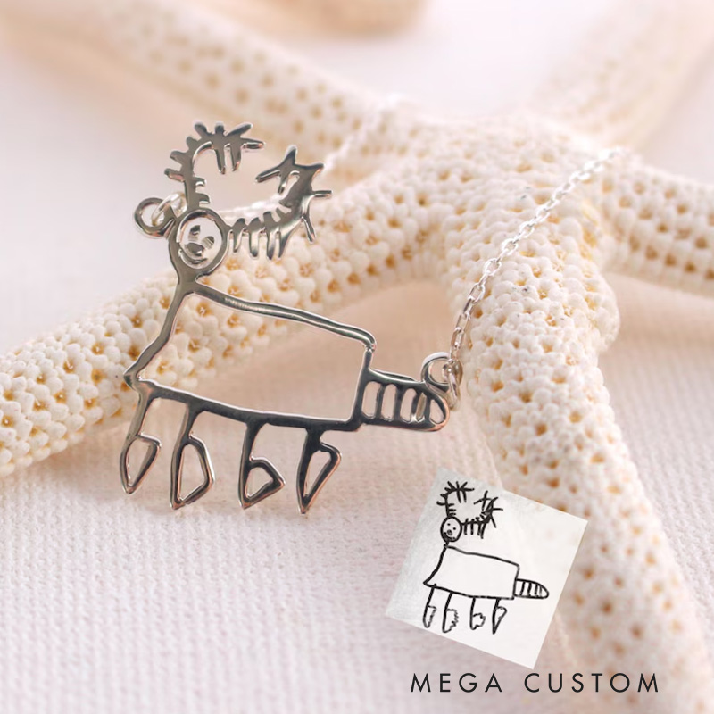 Personalized Children's Drawing Necklace Family Necklace for Cherished Memories and Thoughtful Gifts