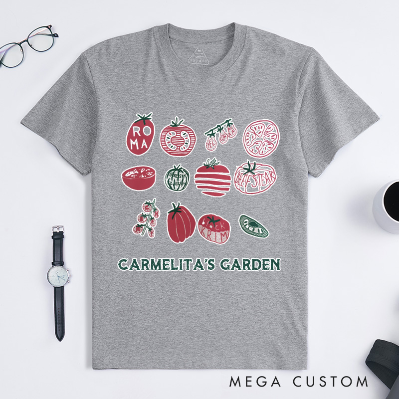 Personalized One's Garden Classic T-Shirts Mama's Garden Shirt Screen Print Shirt Foodie Gift for Grandkids Plant Lover Gift