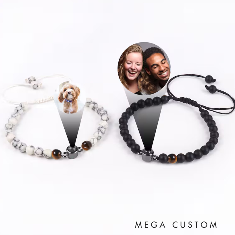 Personalized Photo Projection Bracelet Photo Beaded Bracelet Natural Stone Beaded Bracelet Exquisite Gift