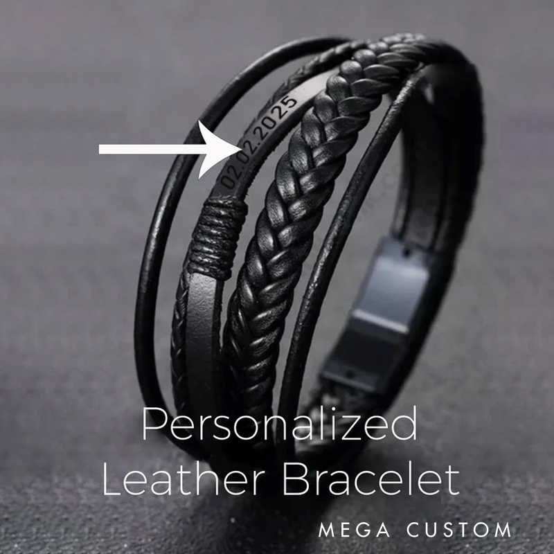 Personalized Matte Black and Coffee Bracelet Stylish Leather Accessory Perfect for Everyday Wear