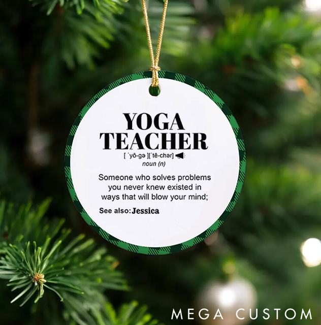 Personalized Christmas Ornament with Funny Yoga Teacher Definition Design Christmas Ornament Gift for Yoga Lover