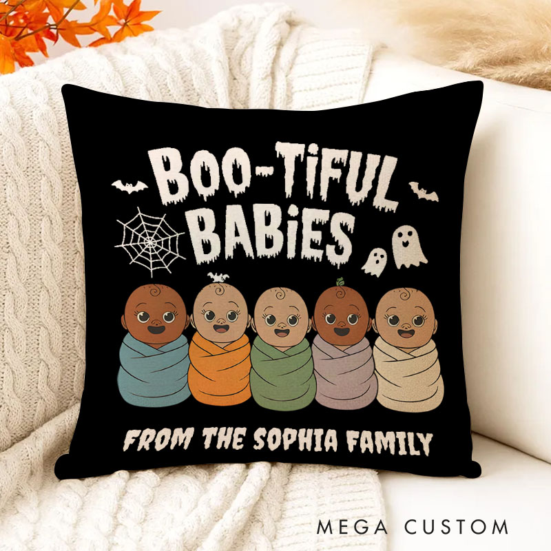 Personalized Boo-tiful Babies Pumpkin Family Halloween Pillows for Cozy Home Decor