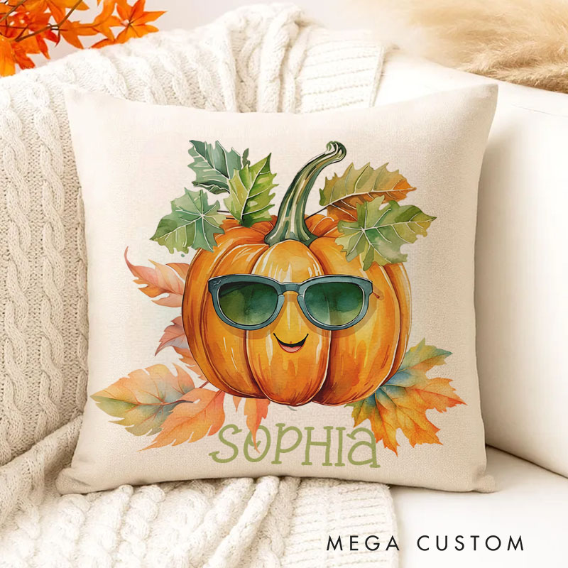 Personalized Cute Pumpkin Name Pillows for a Touch of Fall and Halloween Fun