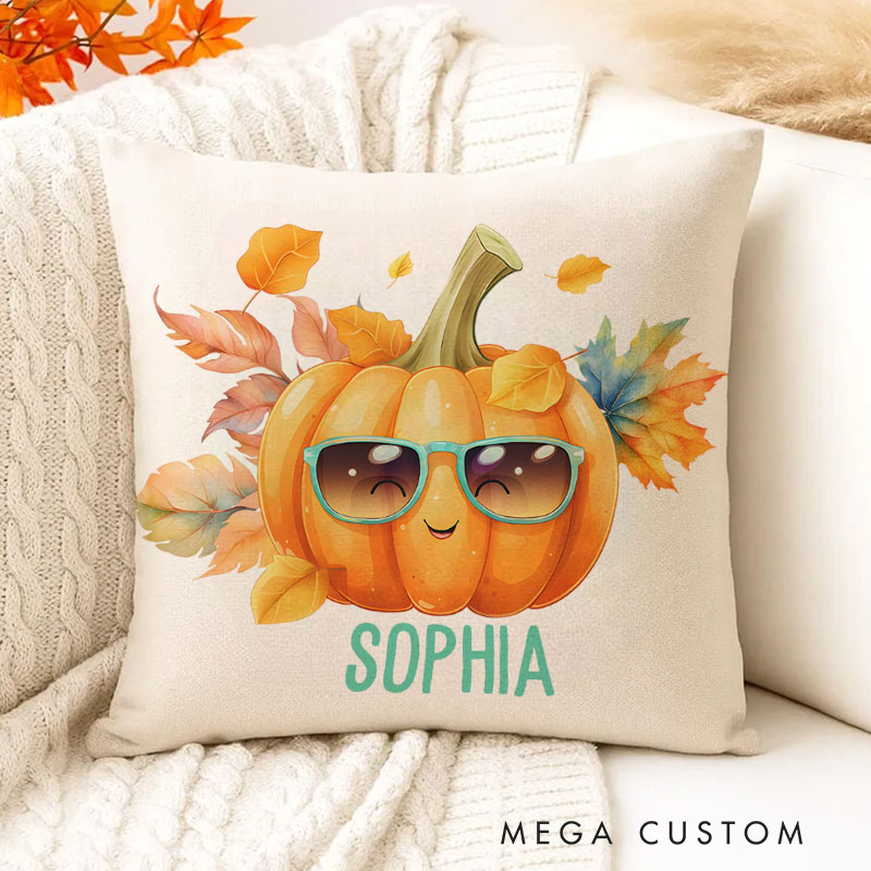 Personalized Adorable Pumpkin Character Name Pillows for Halloween Festivities