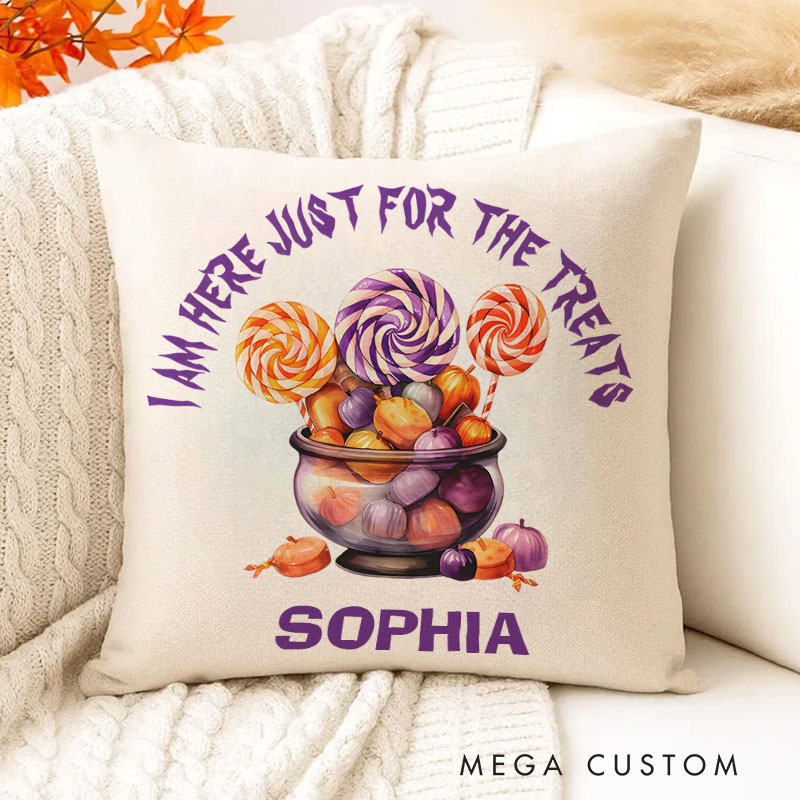 Personalized Candy Bowl Name Halloween Pillows for Sweet and Fun Holiday Decor