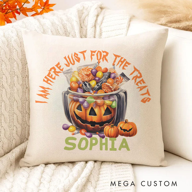 Personalized Candy Pumpkin Bowl Name Halloween Pillows for Trick or Treat Fun