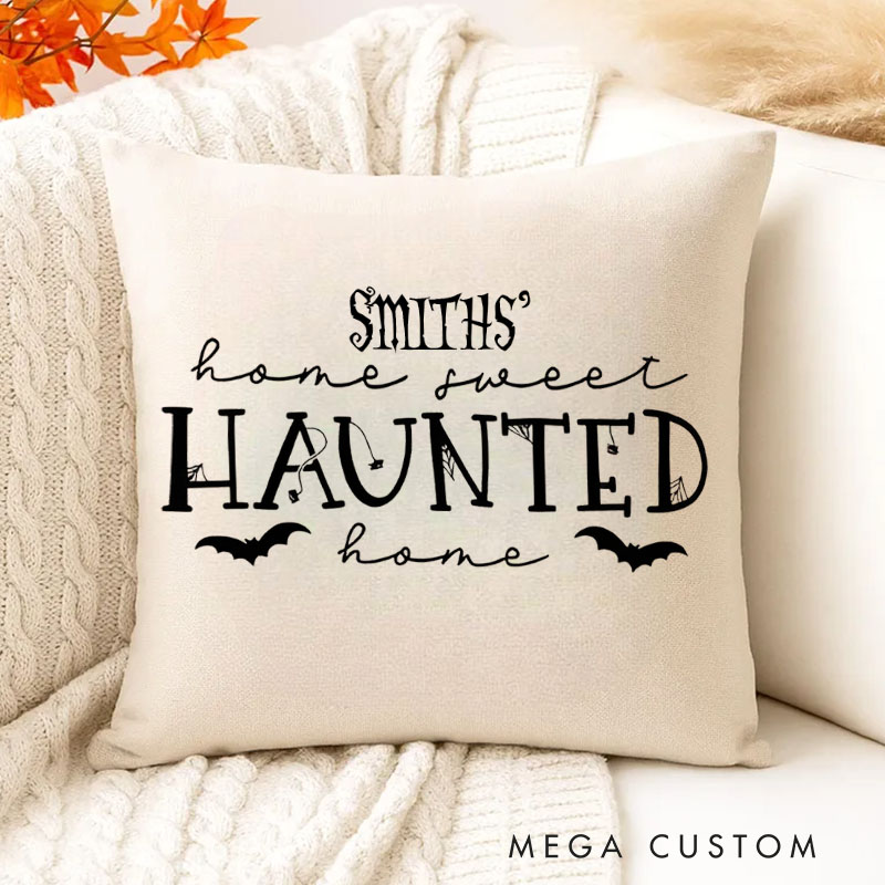 Personalized Home Sweet Haunted Home Halloween Pillows for Cozy and Spooky Family Decor