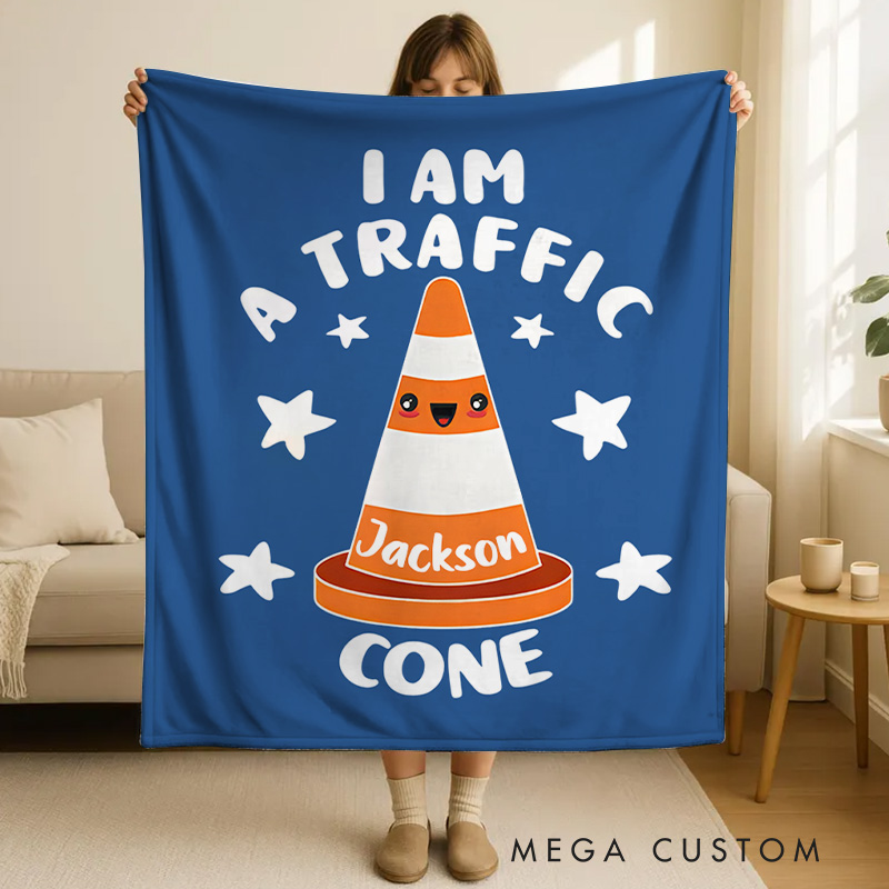 Personalized Cute Traffic Cone Blanket Ideal for Lighthearted and Whimsical Halloween Vibes 