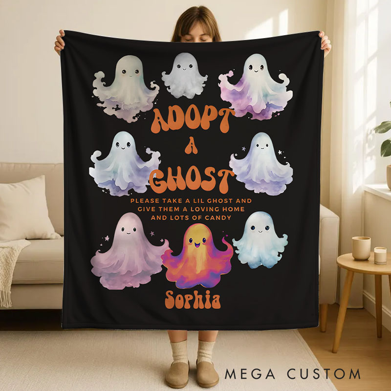 Personalized Colorful Ghost Adoption Blanket Fun and Charming for Halloween Enthusiasts