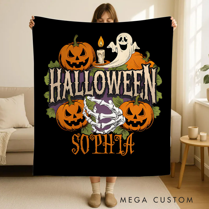 Personalized Halloween Blanket Great for Spooky and Festive Seasonal Decorations
