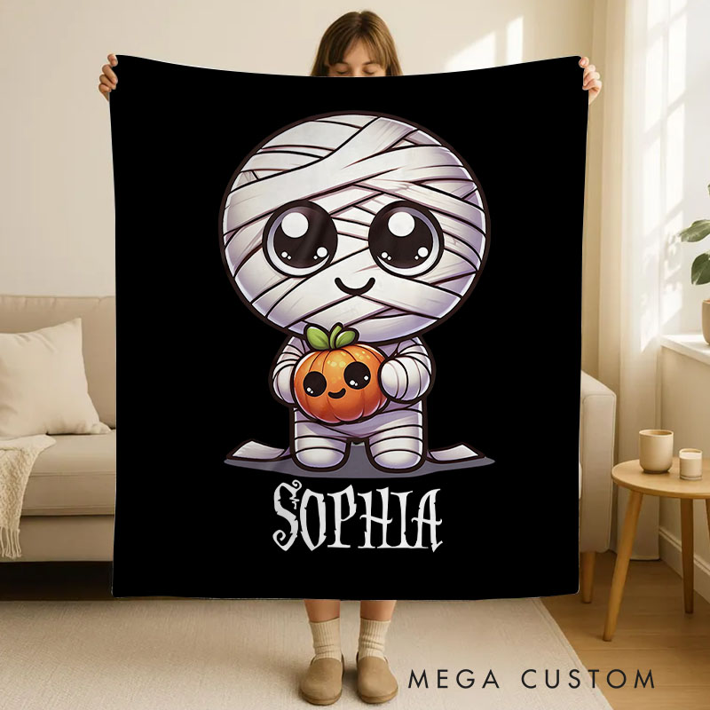 Personalized Mummy Character Blanket Great for Adding Playful and Spooky Charm to Halloween Nights