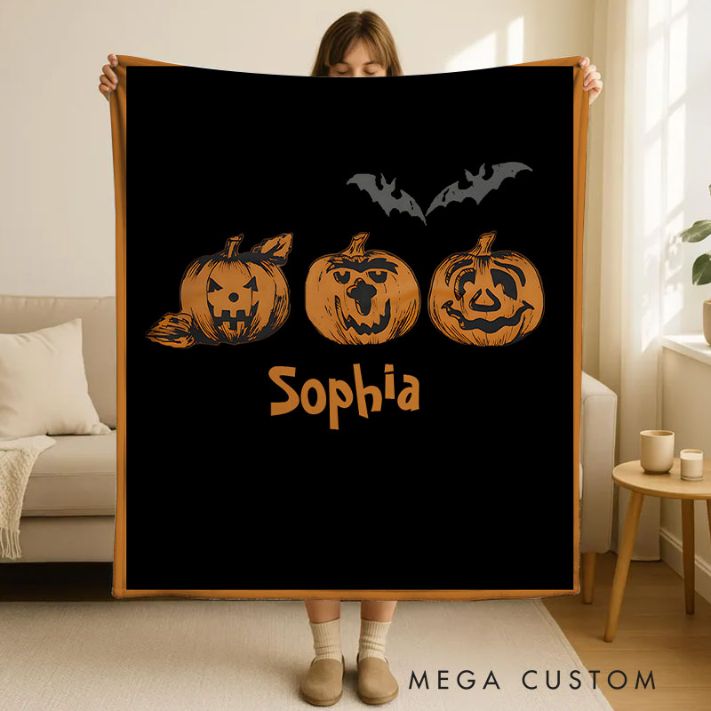 Personalized Pumpkin Blanket Perfect for Classic and Festive Halloween Home Decorations